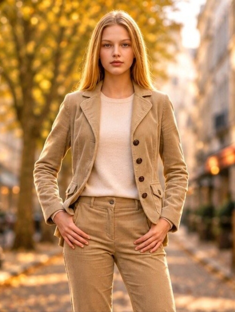 Vintage Tommy Hilfiger Beige Corduroy Blazer Jacket - Made In May 2006 (Y2K)